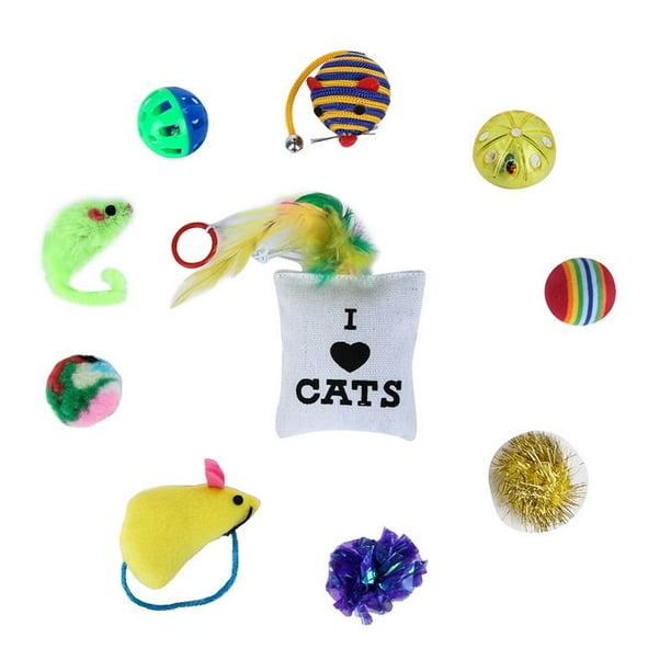 6 COLORFUL PLASTIC SHAKER BALLS WITH BELLS PET TOY FOR CAT KITTEN